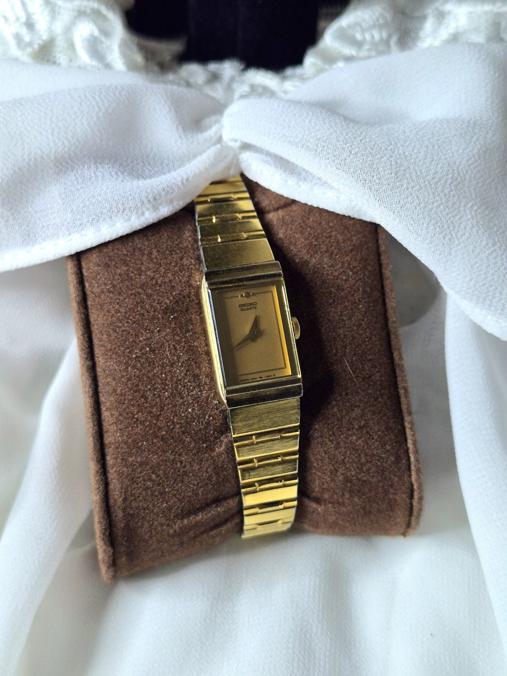 Seiko Women’s Gold-Tone Rectangular Bracelet Watch